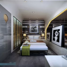 After Creative Decoration Modern Bedroom Interior 3d model