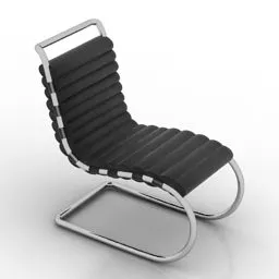 Black Leather Curved Armchair 3d model