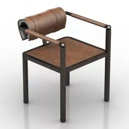 Leather Steel Frame Chair 3d model