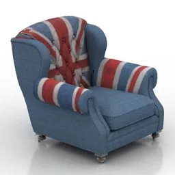 Armchair England Flag Pattern 3d model