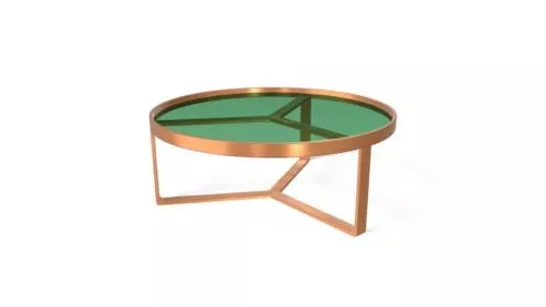 Round Coffee Table Green Glass Copper 3d model Round Coffee Table Green Glass Copper 3d model