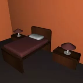 Basic Hotel Room Furniture Interior 3d model
