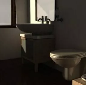 Basic Bathroom With Sanitary 3d model