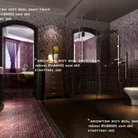 Bathroom With Mosaic Wall Interior 3d model