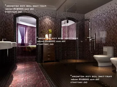 Bathroom With Mosaic Wall Interior 3d model Bathroom With Mosaic Wall Interior 3d model