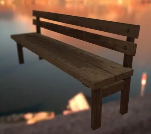 Wooden Bench With Backrest 3d model Wooden Bench With Backrest 3d model