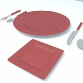 Red Bowls 3d model