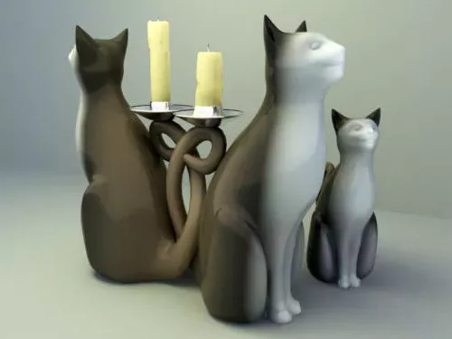 Art Decor Curved Bronze Candlestick 3d model