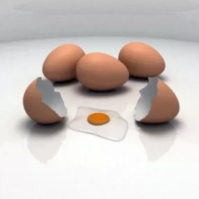 Chicken Eggs With Break Egg 3d model