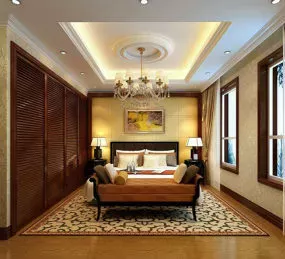 Chinese Bedroom Design Interior 3d model
