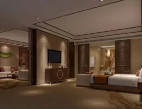 Chinese Living Room Bedroom Suite Interior 3d model