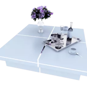 Coffee Table With Flower Pot Decorative 3d model