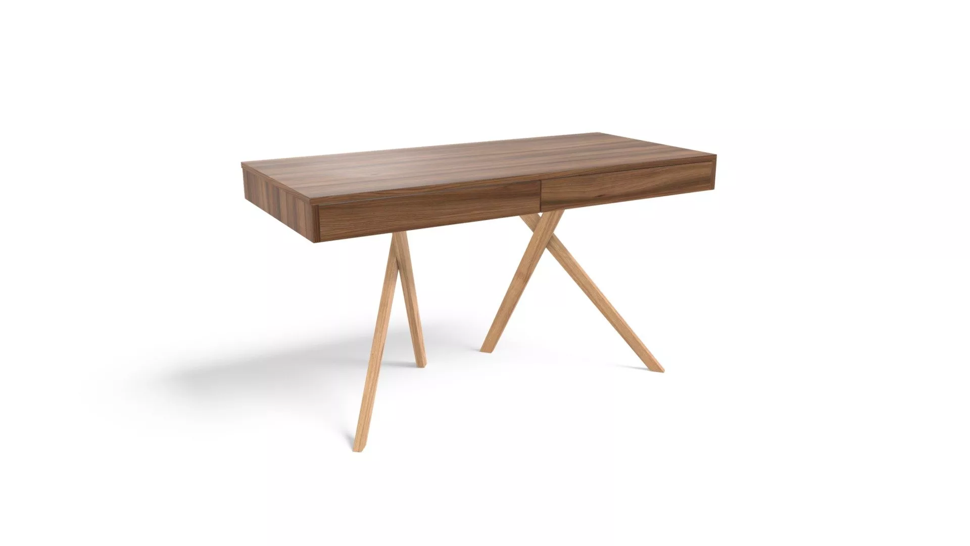 Walnut Desk With X Legs 3d model Walnut Desk With X Legs 3d model