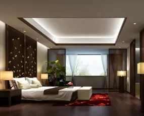Warm Decoration Bedroom Interior 3d model