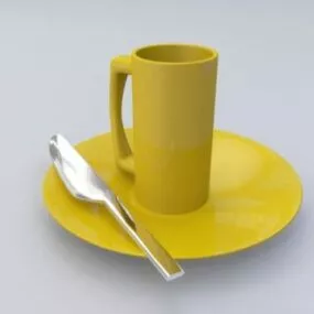 Dinner Plate With Coffee Cup 3d model