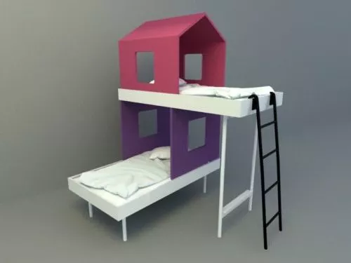 Children Bunk Bed With Stair 3d model Children Bunk Bed With Stair 3d model