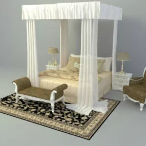Elegant Poster Bed Set 3d model