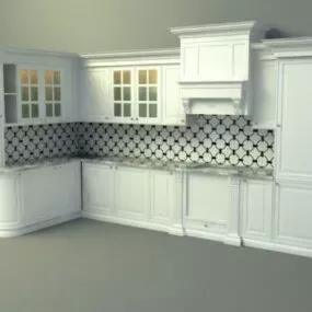 Elegant White Kitchen Design 3d model