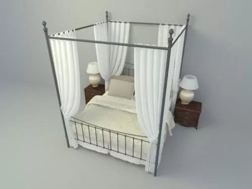 Elegant Poster Bed With Curtain 3d model Elegant Poster Bed With Curtain 3d model