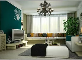European Decor Garden View Living Room 3d model