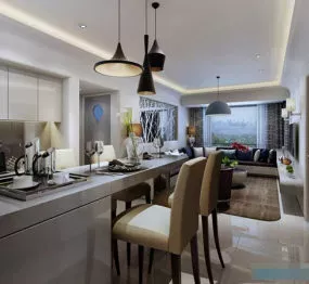 Fashion Living Room Dining Space 3d model