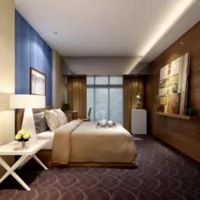 Fashion Simple And Comfortable Bedroom Interior 3d model