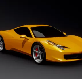 Italia Yellow Ferrari 458 Car 3d model