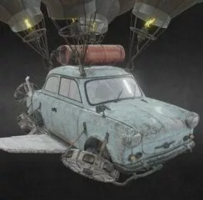 Flying Rusty Car 3d model