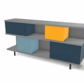 Multicolor Shelving Cabinet Unit 3d model