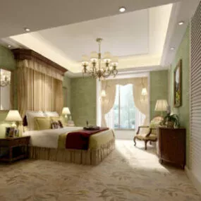 Fresh Pastoral Style Bedroom Interior 3d model