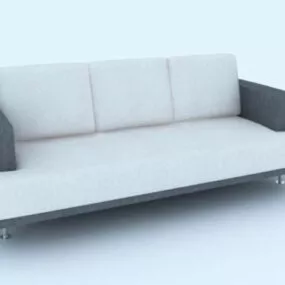 3 Seaters Gray White Sofa Furniture 3d model