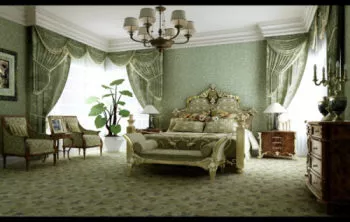 Green Pastoral Style Bedroom Interior 3d model Green Pastoral Style Bedroom Interior 3d model