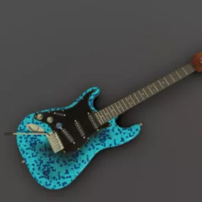 Blue Electric Guitar 3d model