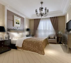 Hotel Double Bedroom Modern Design Interior 3d model
