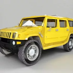 Yellow Hummer H1 Car 3d model
