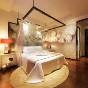 Yellow Bedroom Interior 3d model