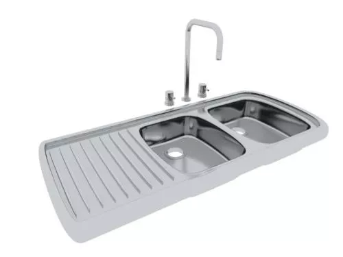 Square Sink Ikea With Tap And Basket 3d model