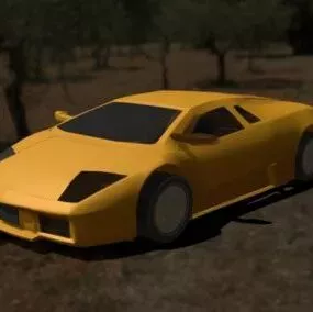 Yellow Lowpoly Lamborgini Car 3d model