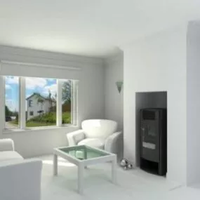 White Living Room With Furniture 3d model