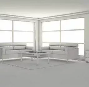 White Living Space Interior 3d model