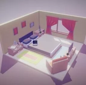 Lowpoly Bedroom 3d model