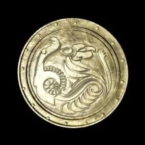 Gold Medieval Lion Shield 3d model