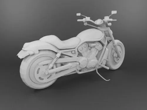 Red Classic Motorcycle 3d model