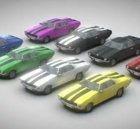 Lowpoly Muscle Car Collection 3d model