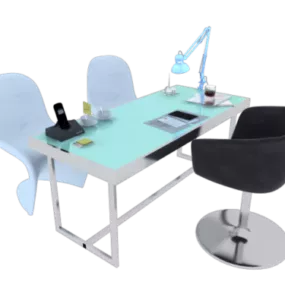Office Customer Table Chair Set 3d model
