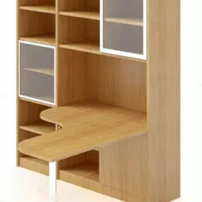 Office Table With Cabinet Set 3d model
