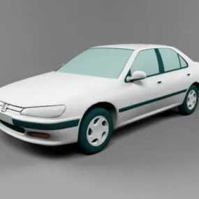 White Peugeot Sedan Car 3d model