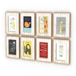 Pictures Frames For Children Room 3d model