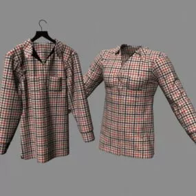 Couple Plaid Shirts 3d model