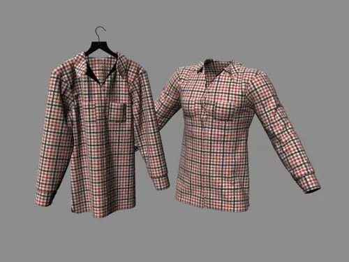 Couple Plaid Shirts 3d model Couple Plaid Shirts 3d model